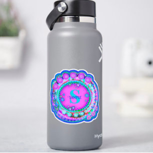Sticker Nom floral rose et Inspiritisme initial personnali