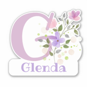 Sticker Nom Glenda plus Initial avec design floral
