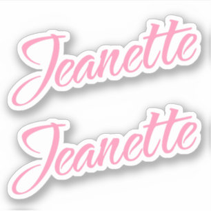 Sticker Nom Jeanette en rose x2