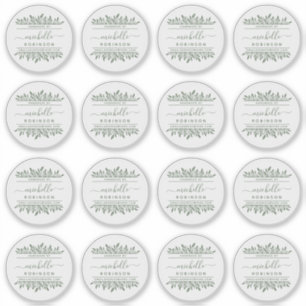 Sticker Nom manuscrit Sage Green Botanical Fabriqué à la m
