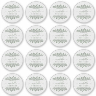 Sticker Nom manuscrit Sage Green Botanical Fabriqué à la m