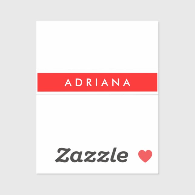 Sticker Nom minimaliste professionnel blanc rouge clair (Feuille)