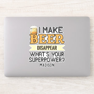 Sticker Nom personnalisé Beer Superpower