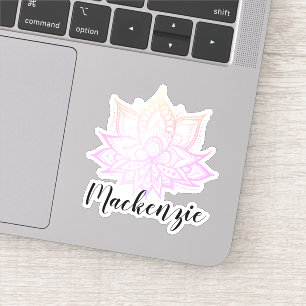 Sticker Nom personnalisé Boho Pastel Rose Gradient Lotus F