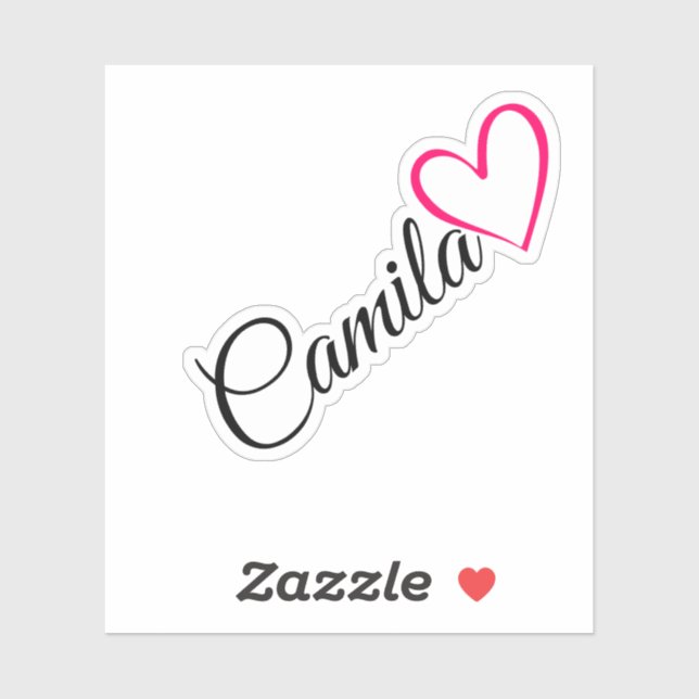 Sticker Nom personnalisé Calligraphie rose Texte du coeur (Feuille)