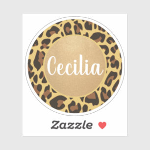 Sticker Nom personnalisé classique Leopard Poster de anima