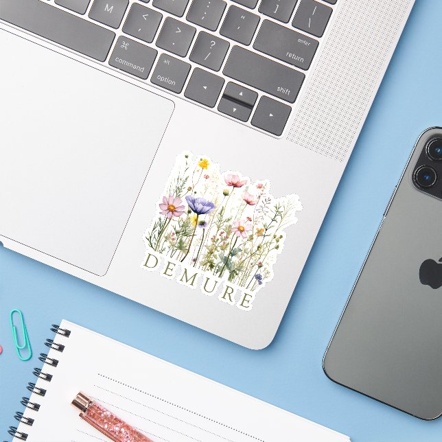 Sticker Nom personnalisé de la demande du fleur sauvage (Ordinateur portable avec iPhone)