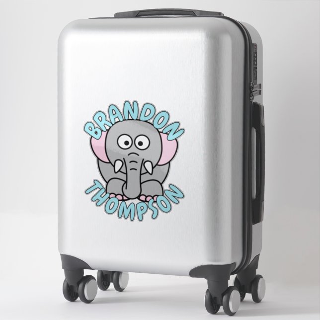 Sticker Nom personnalisé Eléphant Zoo Animal (Sur valise)