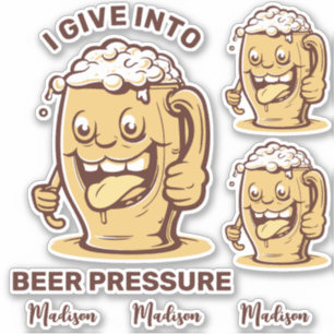 Sticker Nom personnalisé et bière texte amusant