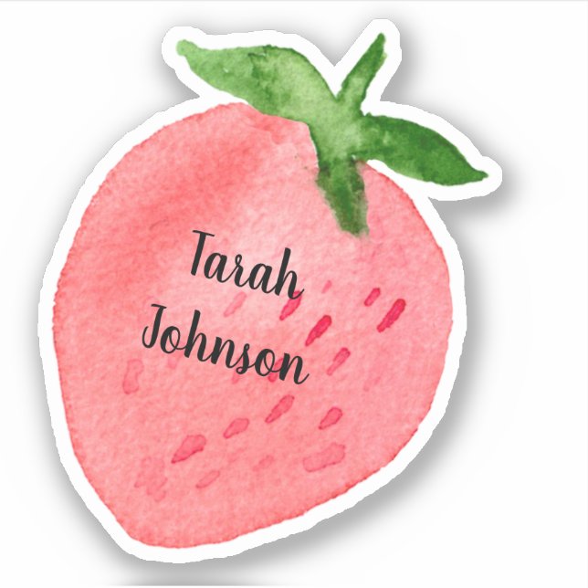 Sticker Nom personnalisé Fraise (Devant)