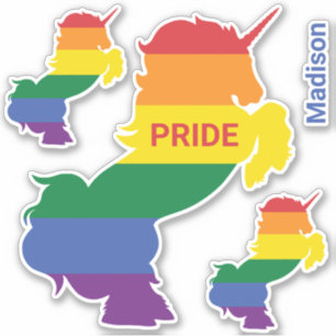 Sticker Nom personnalisé Gay Unicorn