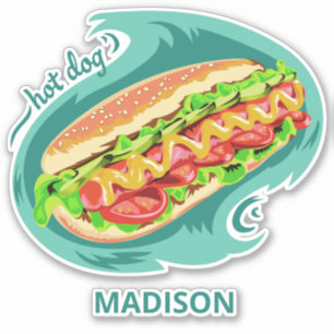 Sticker Nom personnalisé Hot Dog