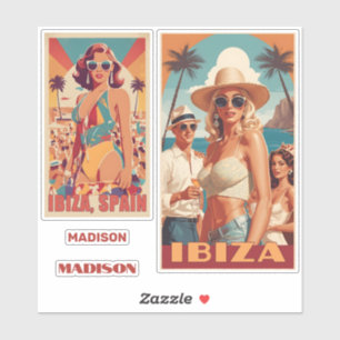 Sticker Nom personnalisé Ibiza, Espagne Poster de voyage