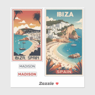 Sticker Nom personnalisé Ibiza, Espagne Poster de voyage