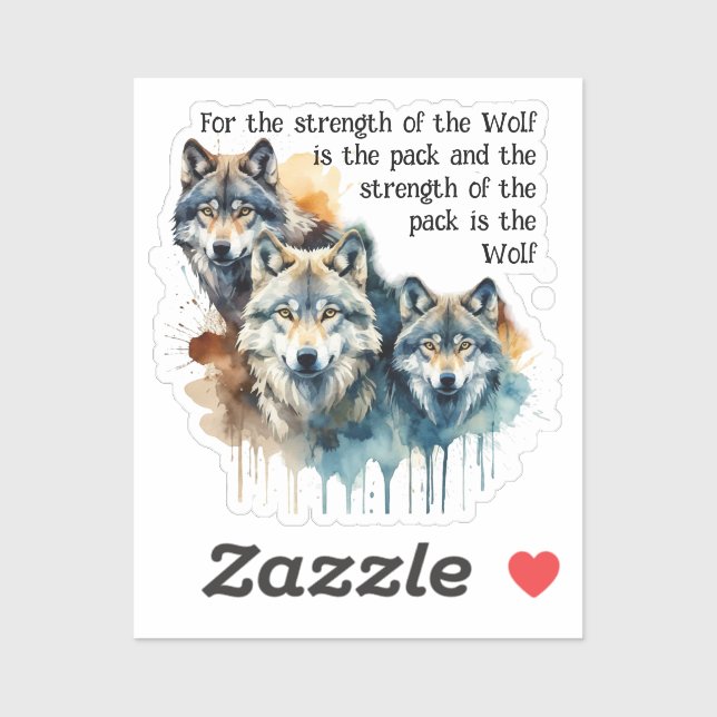 Sticker Nom Personnalisé Inspirational Wolf Citation Force (Feuille)