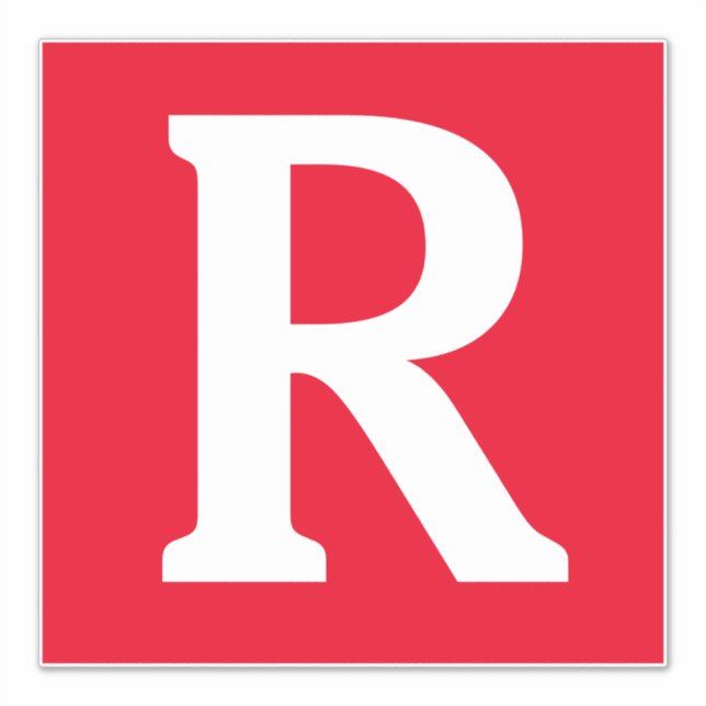 Sticker Nom personnalisé Monogramme Initiales Rouge Blanc  (Devant)