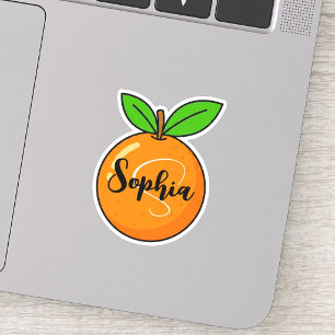 Sticker Nom personnalisé & monogramme Professeur orange