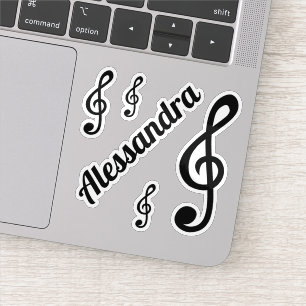 Sticker Nom personnalisé Notes de musique en clé de sol Mu