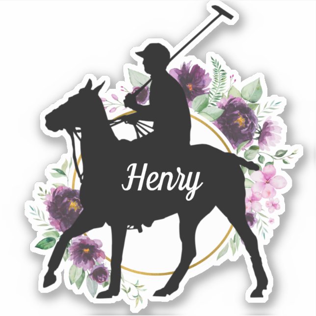 Sticker Nom personnalisé polo pony silhouette (Devant)