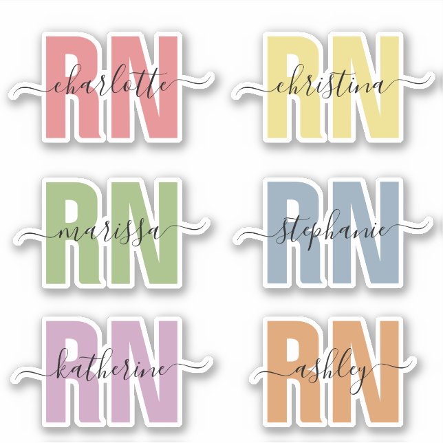 Sticker Nom personnalisé RN Infirmière inscrite Appréciati (Devant)