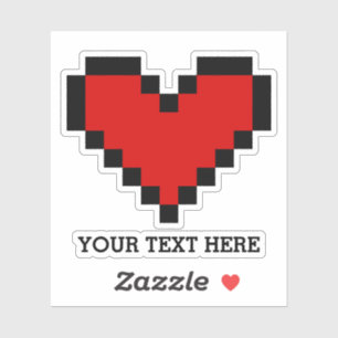 Sticker Nom personnalisé rouge pixel coeur ordinateur port