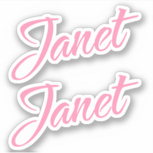Sticker Nom rose Janet x2