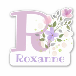 Sticker Nom Roxanne & Initial avec design floral