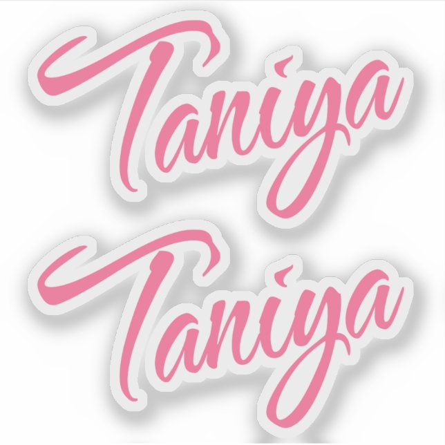 Sticker Nom Taniya en rose cursive x2 (Devant)