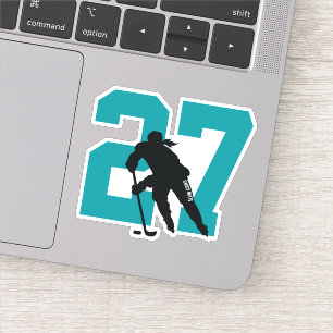 Sticker Nombre de joueuses Turquoises de hockey sur mesure