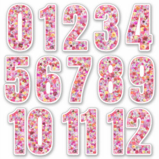 Sticker Nombres Floraux Roses Douze Mois