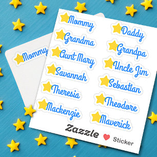 Sticker Noms de liste d'invités personnalisés Étoiles mign