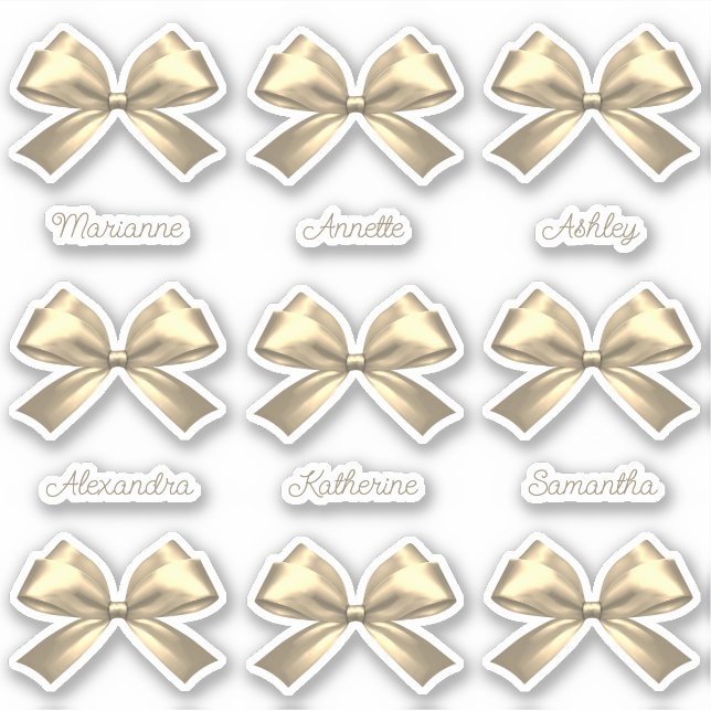 Sticker Noms de mâchoires esthétiques mignons en satin or  (Devant)