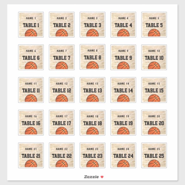 Sticker Noms des invités de basket-ball 2" (Feuille)
