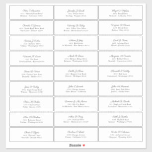 Sticker Noms des invités de mariage Adresse Écriture noire