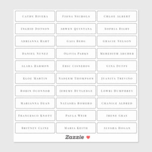 Sticker Noms d'invités simples et élégants