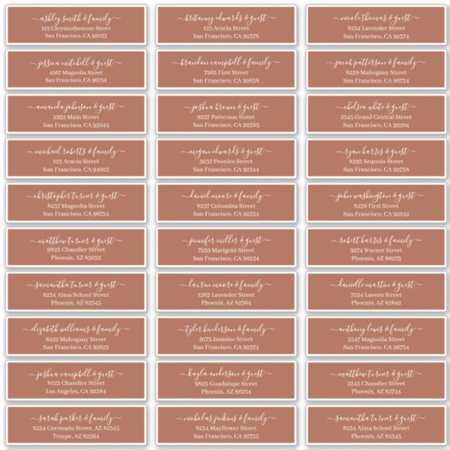 Sticker Noms et adresses des invités de mariage en script  (Devant)