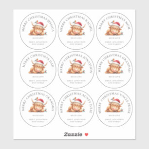 Sticker Noms individuels de belle vache Highland Joyeux No