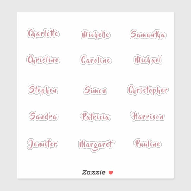Sticker Noms individuels Élégante calligraphie or Rose (Feuille)