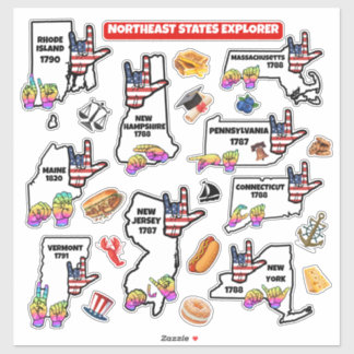 Sticker Northeast States – Learn with ASL & Fun Icons