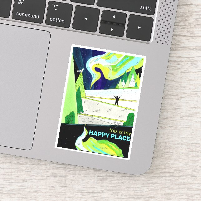 Sticker Northern Lights Art C'est mon Happy Place (Détail)
