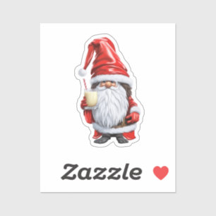 Sticker Norvégienne Nisse Gnome Gonk Tenant Un Verre D'Oeu