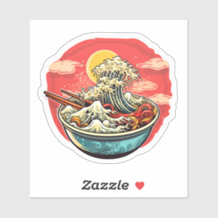 Sticker nouilles ramen vagues dans le bol