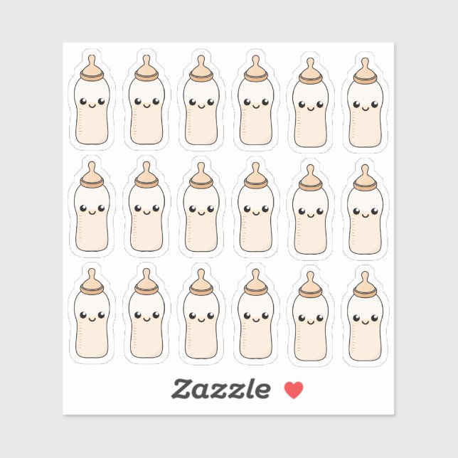 Sticker Nourriture Baby shower de la bouteille de lait pou (Feuille)