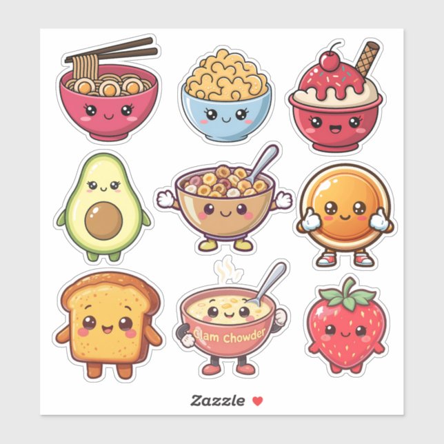 Sticker Nourriture Kawaii Mignonne  (Feuille)