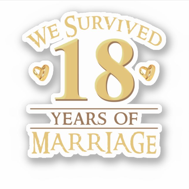 Sticker Nous Avons Survécu 18 Ans De Mariage Couple 18E An (Devant)