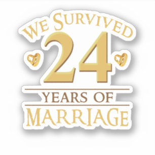 Sticker Nous Avons Survécu 24 Ans De Mariage Couple 24E An