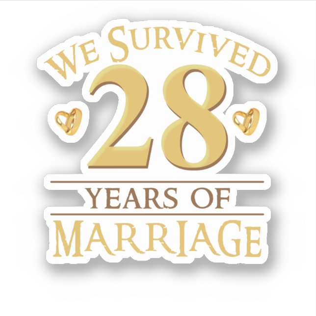 Sticker Nous Avons Survécu 28 Ans De Mariage Couple 28E An (Devant)