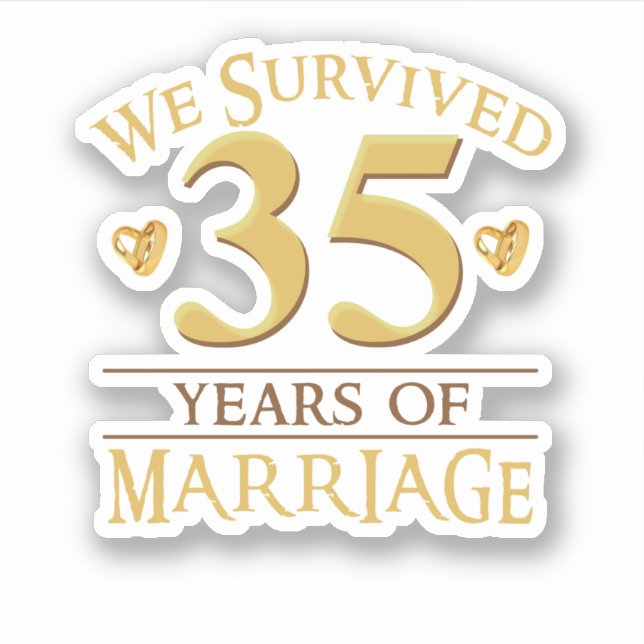 Sticker Nous Avons Survécu À 35 Ans De Mariage Couple 35E  (Devant)