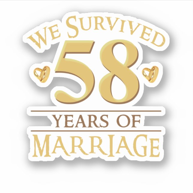 Sticker Nous Avons Survécu À 58 Ans De Mariage Couple 58E  (Devant)
