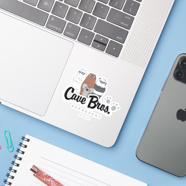 Sticker Nous Ours Nus - Bros Grotte. Représenter (Ordinateur portable avec iPhone)